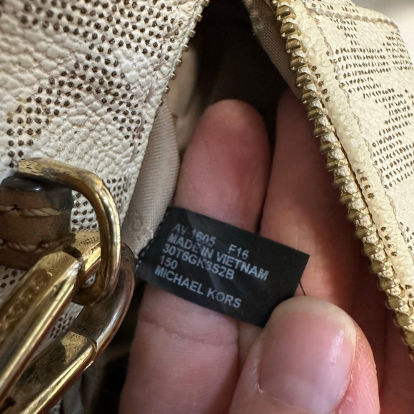 Michael Kors Monogram Kirby Satchel Bag Beige/Brown Vanilla/Acorn MK Logo Purse - Picture 6 of 16